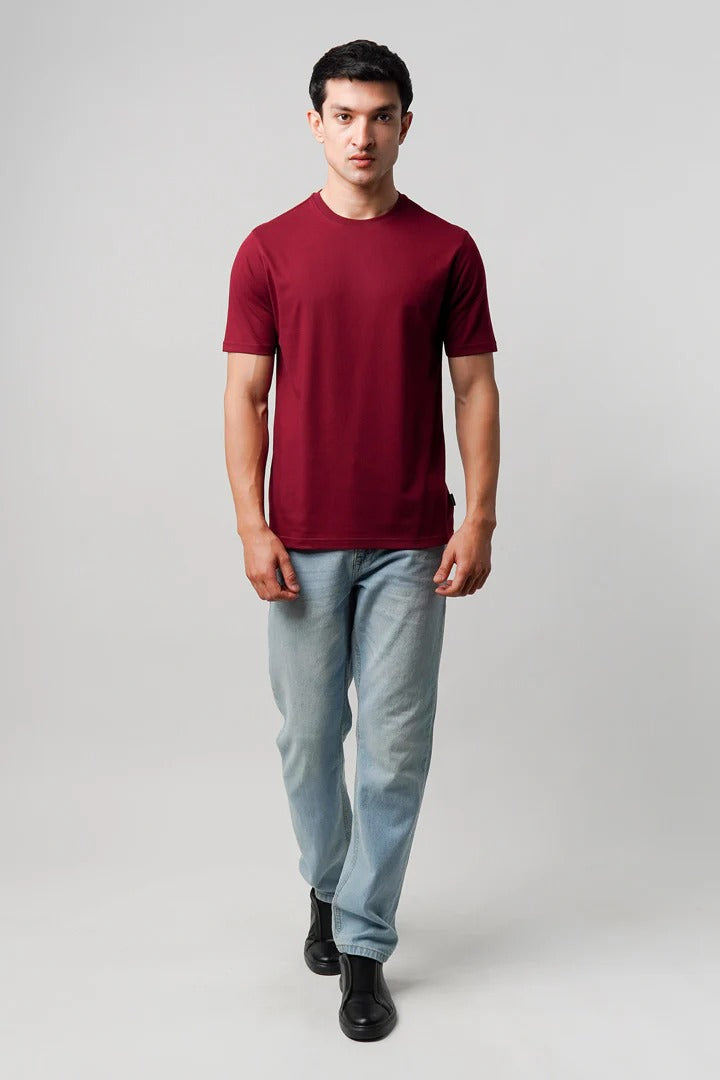 Regular Fit Crew Neck T-Shirt - Maroon