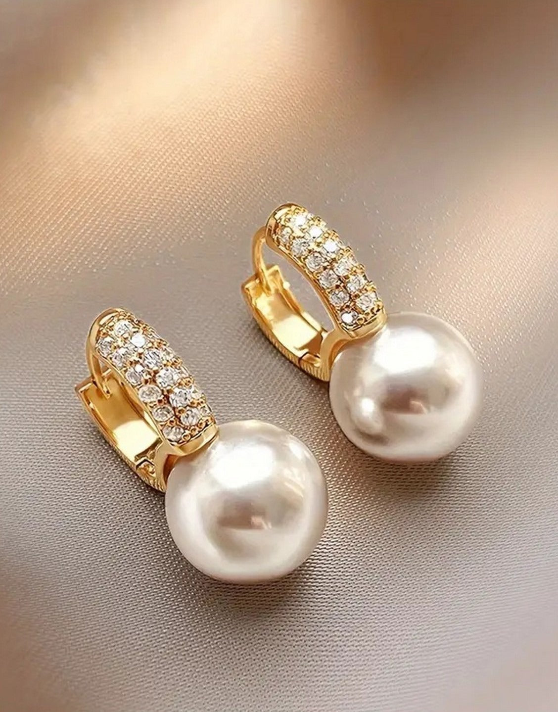 Set of 2 Minimalist Faux Pearl & Rhinestone Accent Stud Earrings – Elegant Fashion Pair