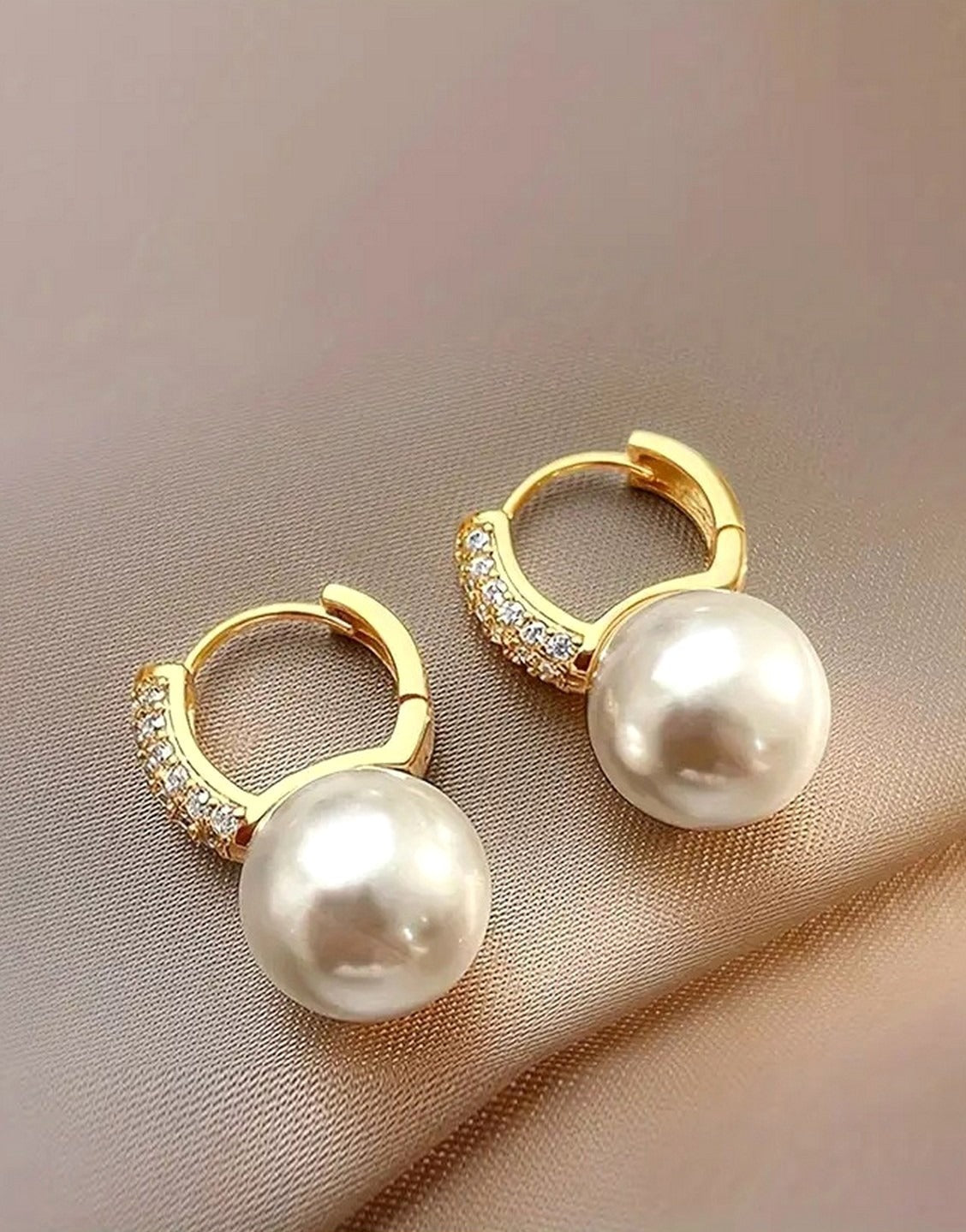 Set of 2 Minimalist Faux Pearl & Rhinestone Accent Stud Earrings – Elegant Fashion Pair