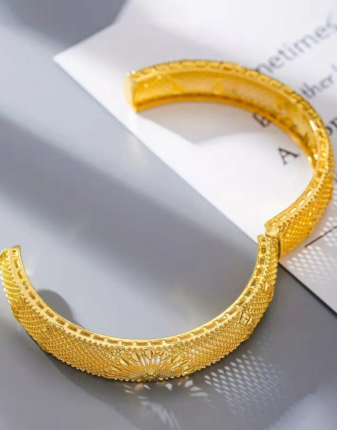 Regal Peacock-Inspired Openwork Bangle in Gold-Plated Finish