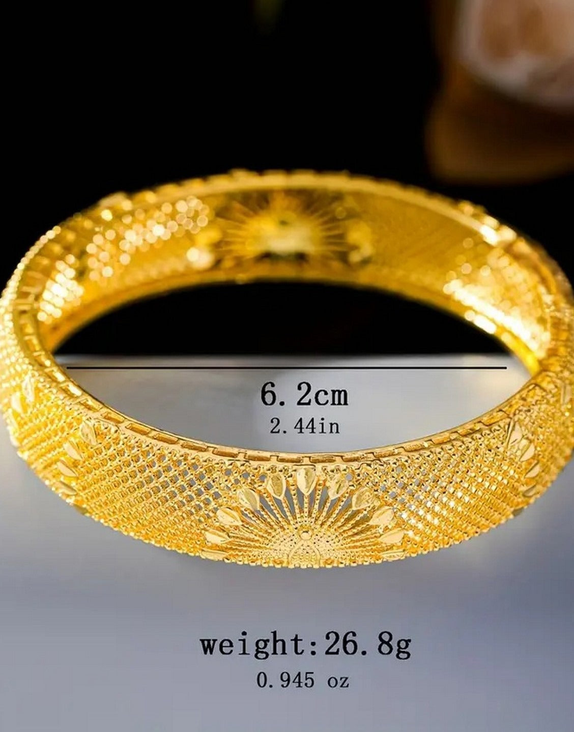 Regal Peacock-Inspired Openwork Bangle in Gold-Plated Finish