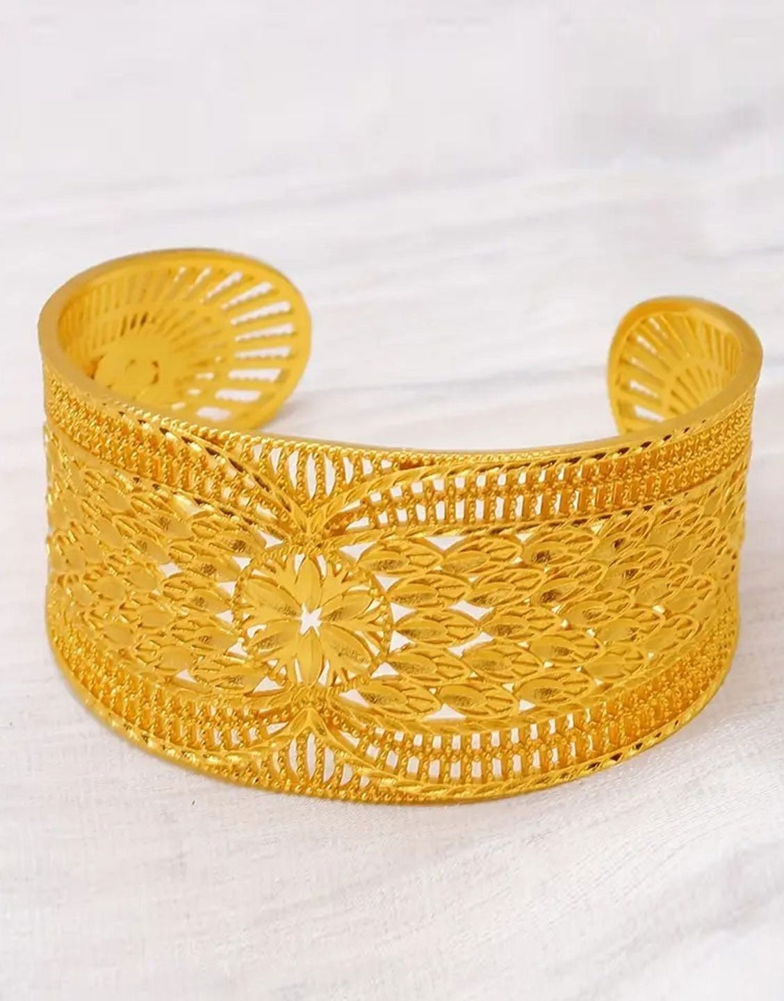 Graceful Open Cuff Gold-Tone Bangle – Ideal for Weddings & Celebrations
