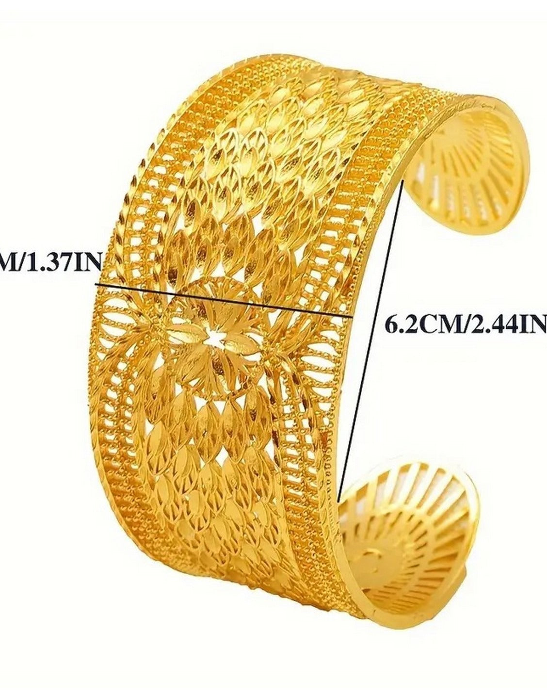 Graceful Open Cuff Gold-Tone Bangle – Ideal for Weddings & Celebrations