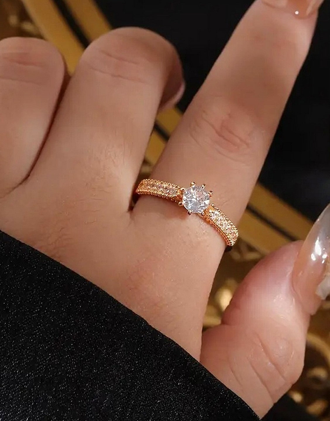 Radiant Sparkle Adjustable Ring – Open Design with Cubic Zirconia for Women