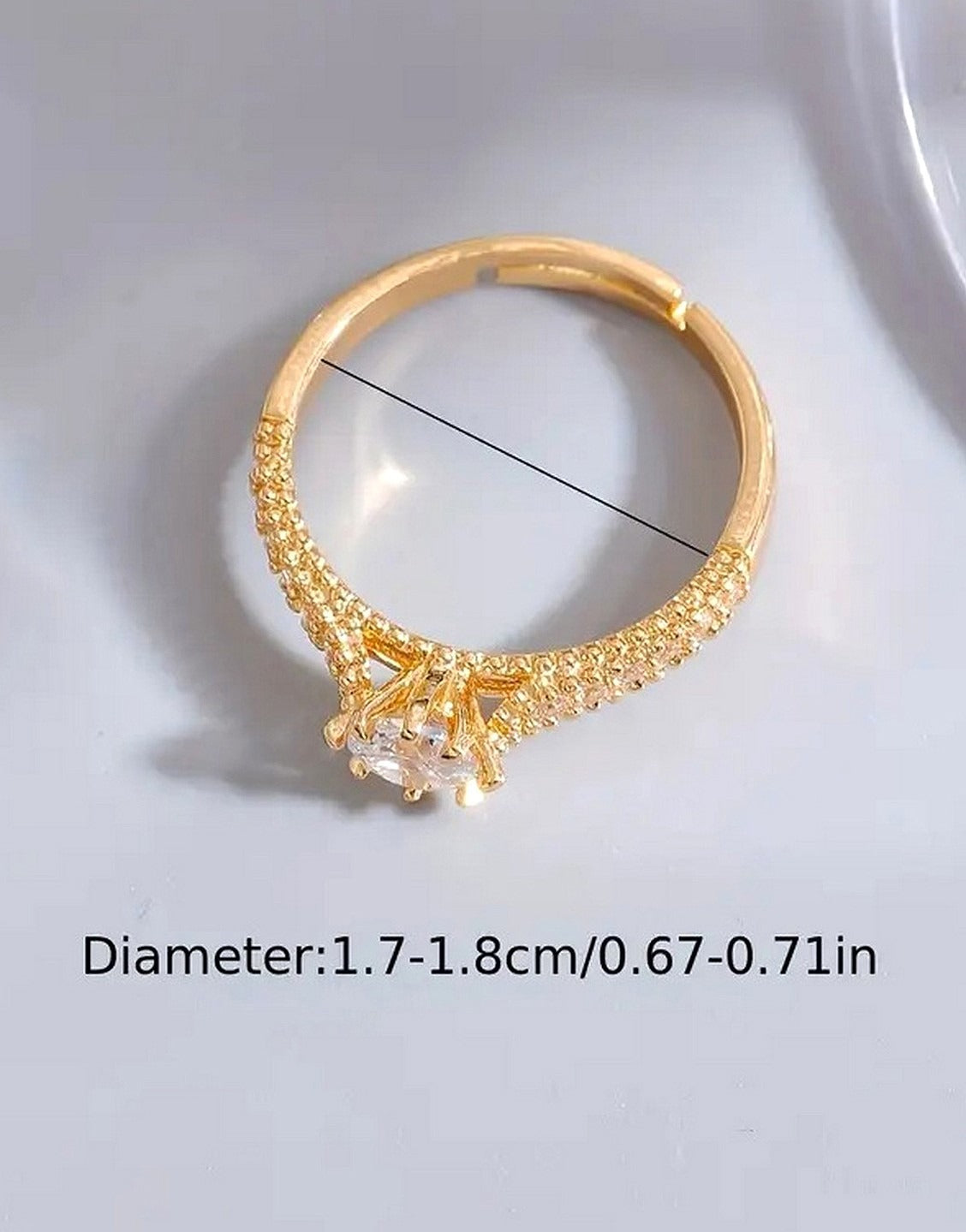 Radiant Sparkle Adjustable Ring – Open Design with Cubic Zirconia for Women