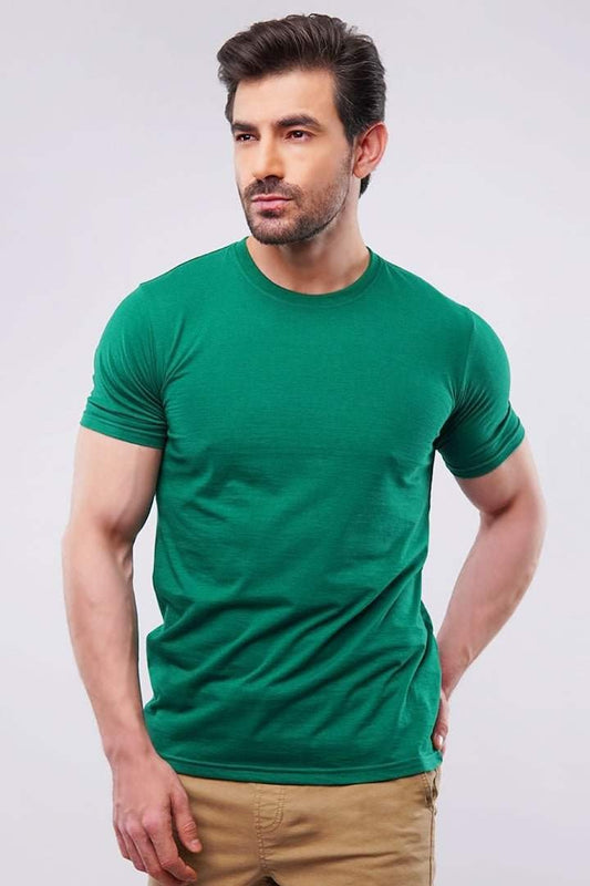 Classic Comfort Meets Clean Style – This Regular Fit Crew Neck T-Shirt in Crisp green