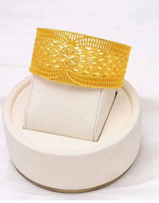Graceful Open Cuff Gold-Tone Bangle – Ideal for Weddings & Celebrations