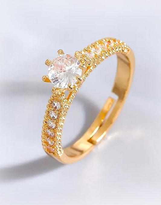 Radiant Sparkle Adjustable Ring – Open Design with Cubic Zirconia for Women